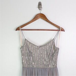 BHLDN Adrianna Papell Laurent Beaded Dress Silver Grey‎ 4
